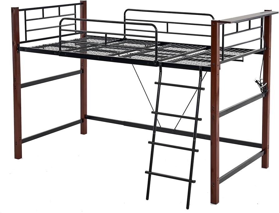 Amazon｜ロフトベッド パイプベッド シングル 97cm*195cm 耐荷重150kg