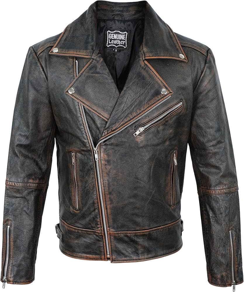 Men's Black Lambskin Leather Asymmetrical Jacket - Slim Fit Moto
