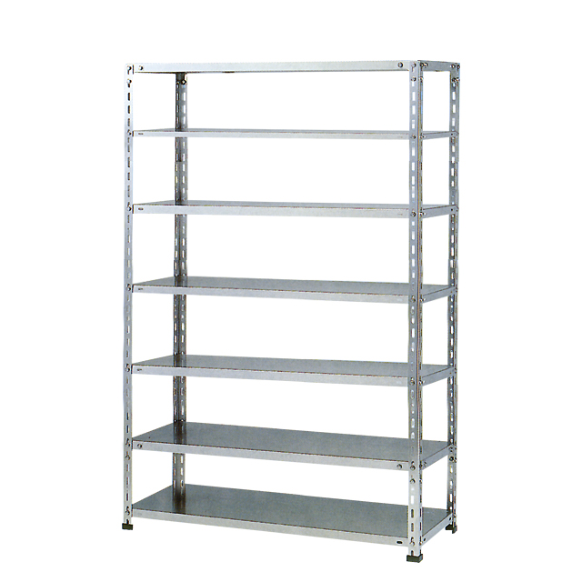 150kg/段 SUS304 軽中量ボルト式 ステンレス棚 高さ1200 x 棚板7枚