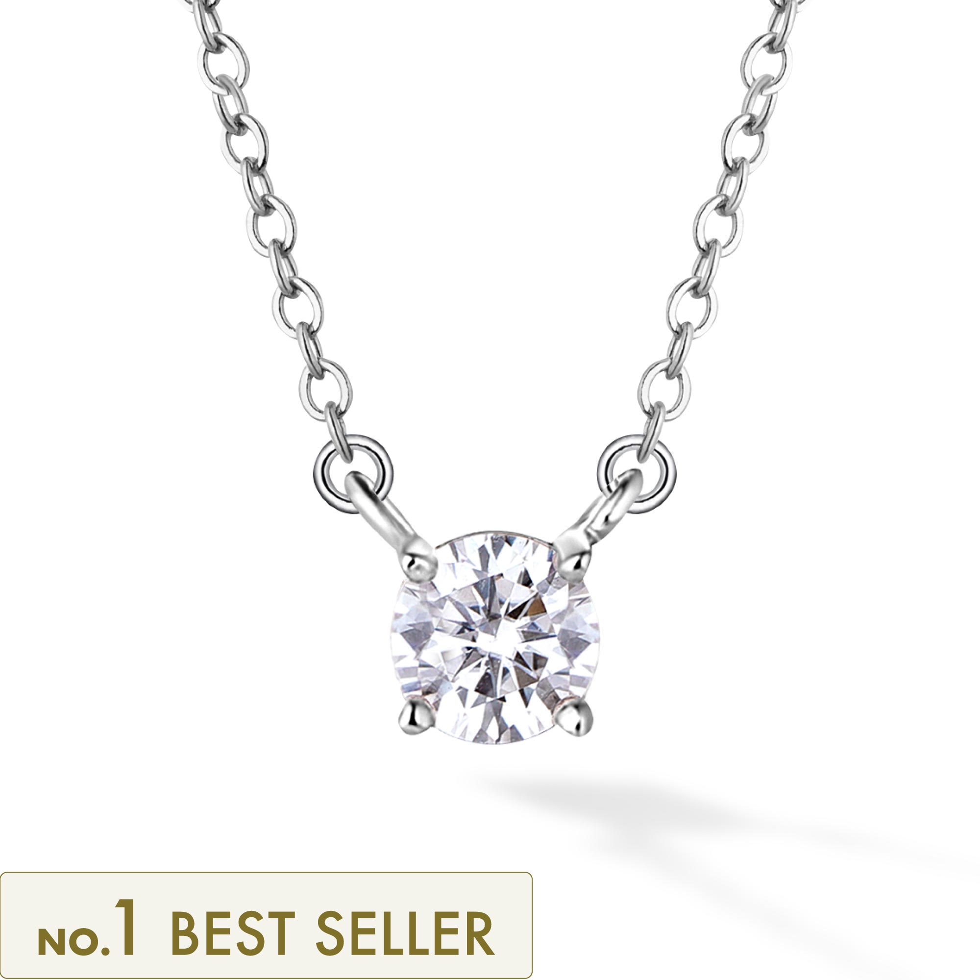 0.5ct モアサナイト 4本爪 ソリティア ネックレス シルバー925 | NEXT