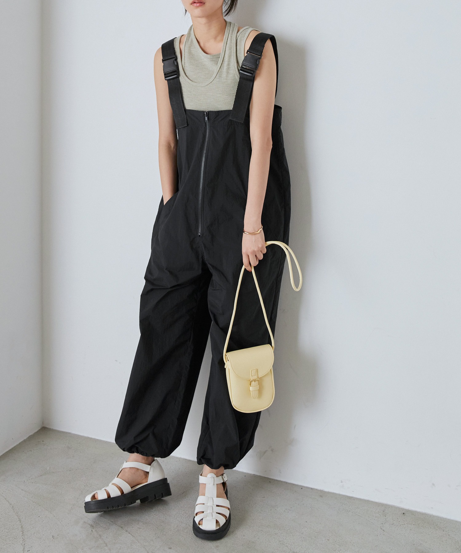 forksy.】ナイロンベルト付きサイドポケットオーバーオール forksy