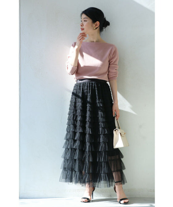 たっぷりホイップフリルチュールミディアムスカート – ONE PEACE ONLINE