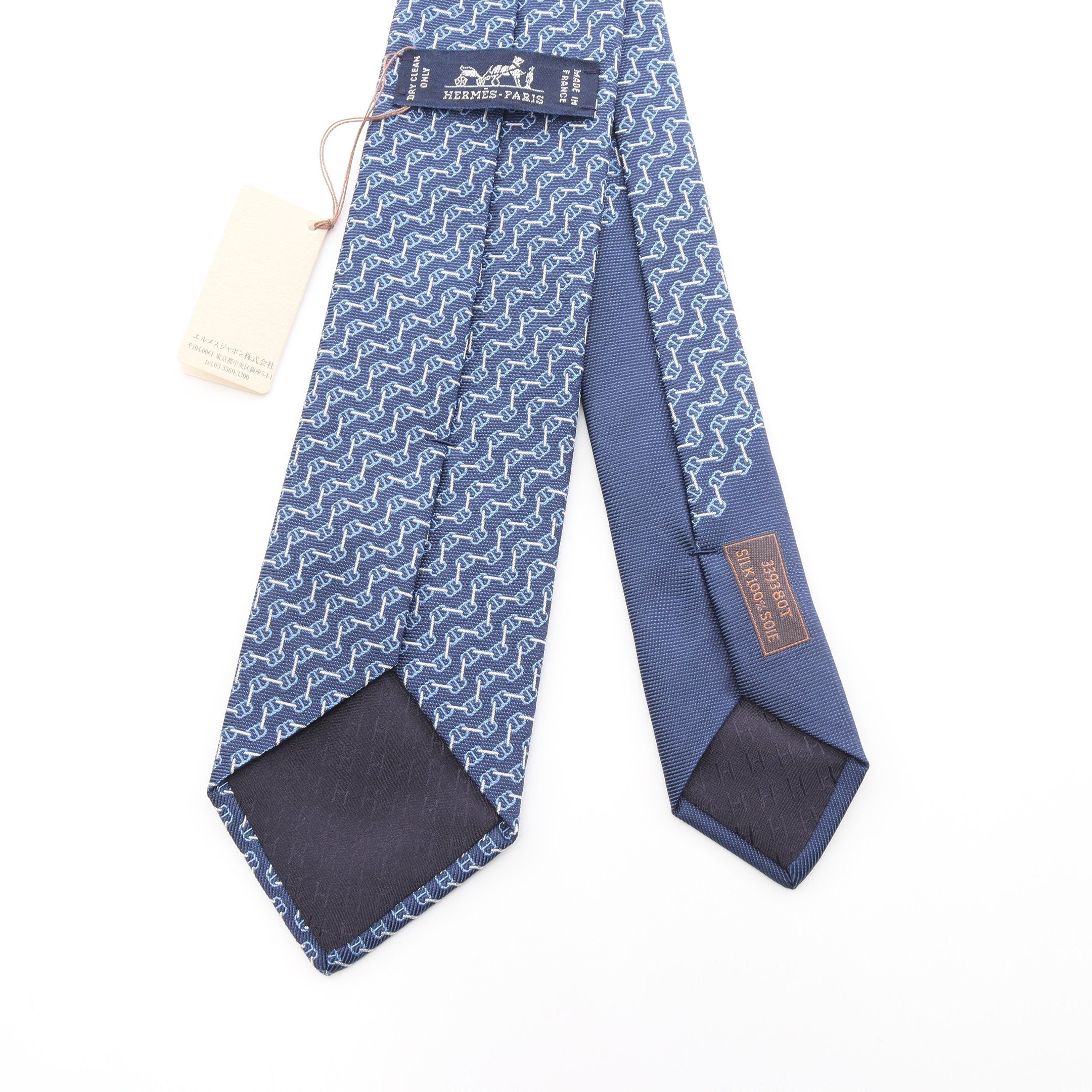 クラブデシェネ ネクタイ シルク ネイビー エルメス – RECLO