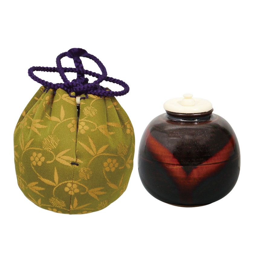 茶道具 茶入（ちゃいれ） 茶入 大名物 漢作 唐物 福原茄子写 仕覆：笹