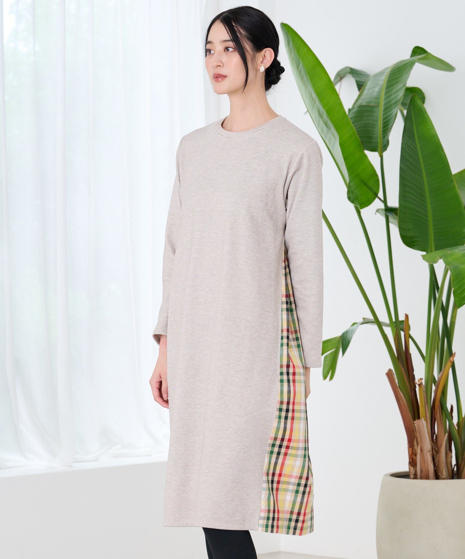 マシュマロリブ サイドチェック ワンピース（ワンピース/レディース