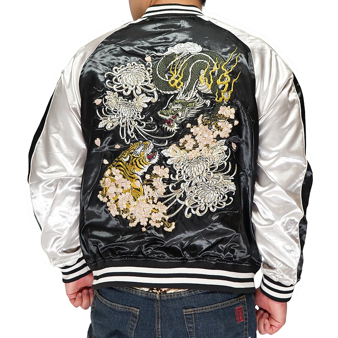 朧 おぼろ スカジャン 和柄 メンズ 龍虎 刺繍 スーベニアジャケット 華