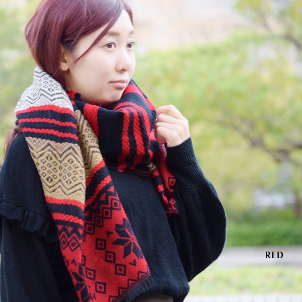 ストール ノルディック かわいい ネイティブ 大判 メンズ レディース