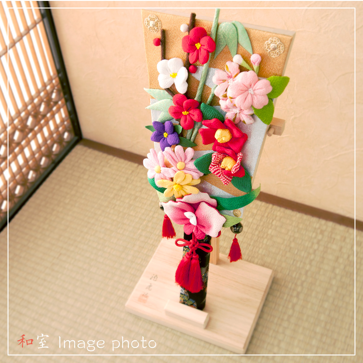 リュウコドウ 羽子板 初正月 コンパクト 午 馬 うま ウマ 花飾り