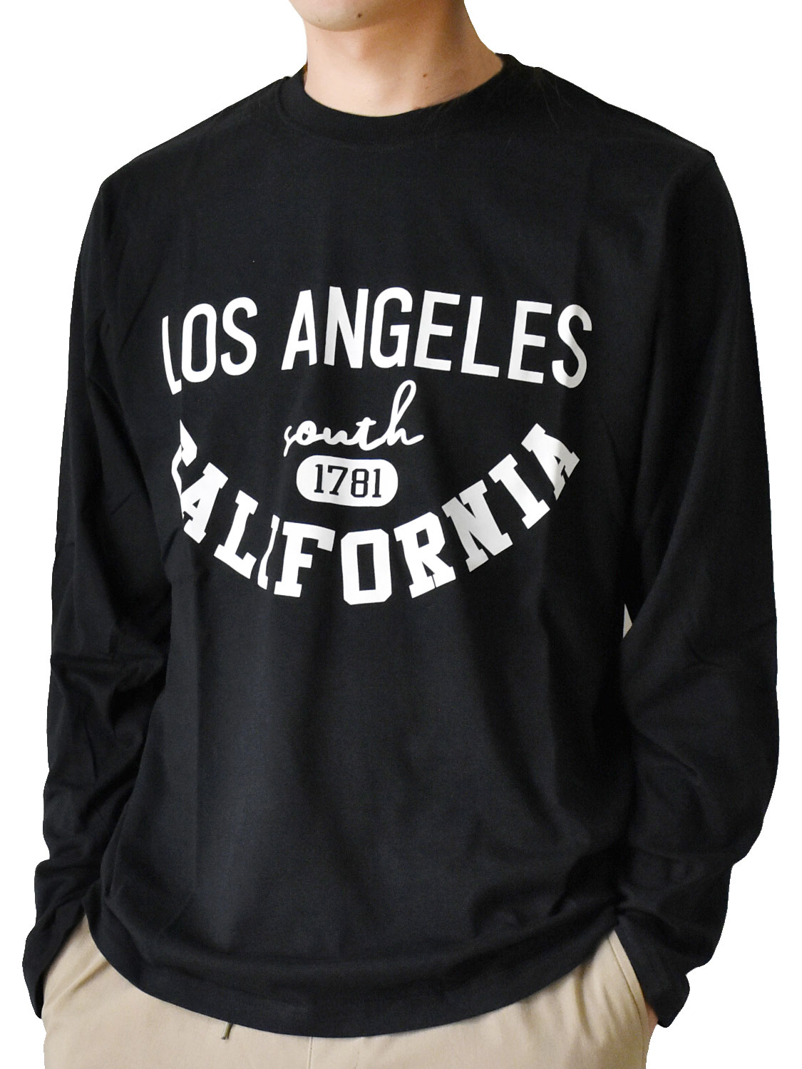 ARONA 長袖Tシャツ メンズ プリント 文字 ロンT ロングTシャツ セール