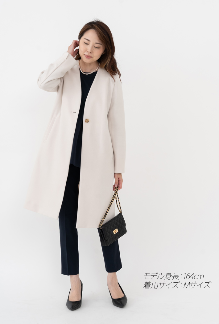 日本製」 セレモニー コート レディース ノーカラー スプリングコート