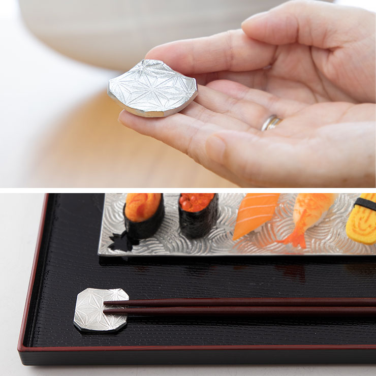 薩摩錫器 錫 箸置き 5個セット 桐箱入り 岩切美巧堂 171-1-2-3-4-5