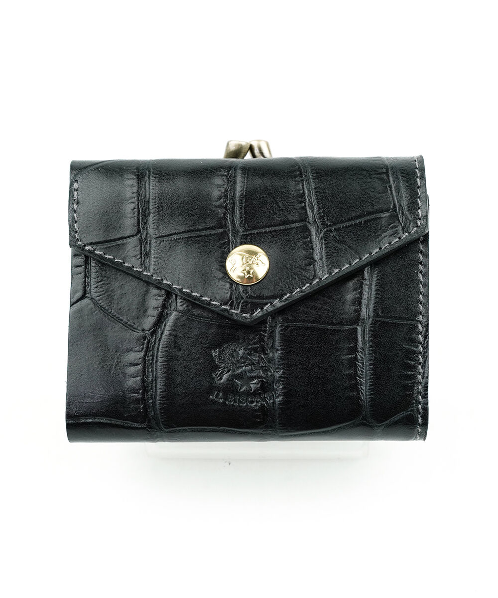 IL BISONTE（イルビゾンテ） クロコ型押しレザー がま口財布