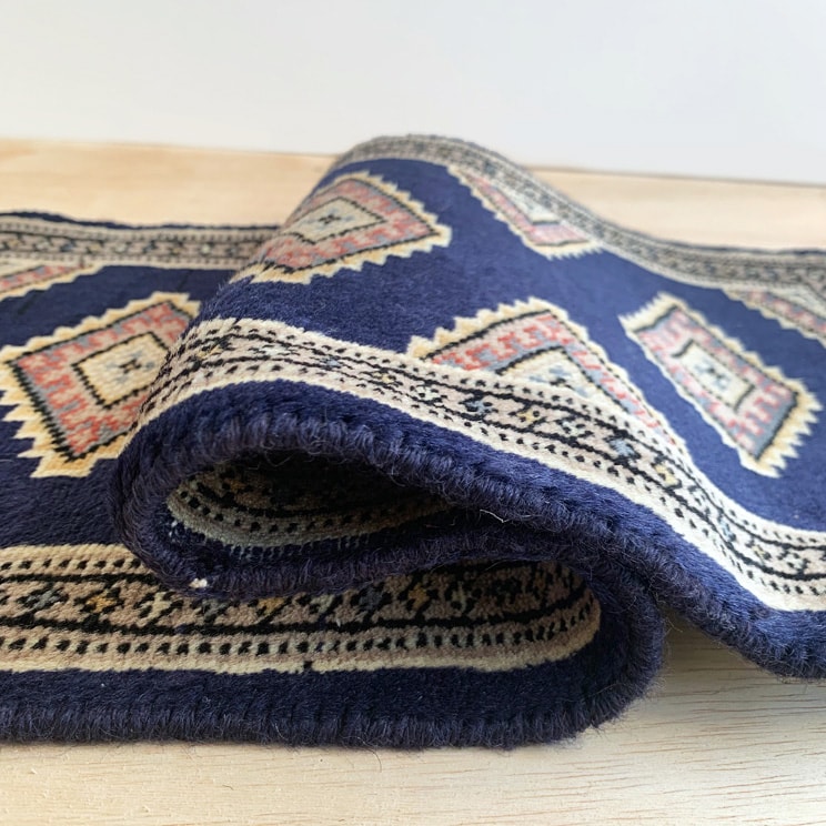 ヴィンテージ トライバル ラグ 90cm×30cm ネイビー : giftgiftgift