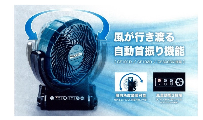 マキタ（makita） 充電式ファン/羽根径180mm 14.4V/18V 自動首振り