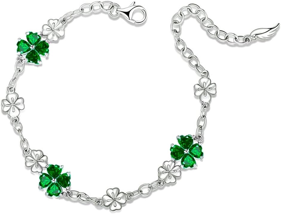 シルバー925 女性に人気 ブレスレットハート 四つ葉のクローバー