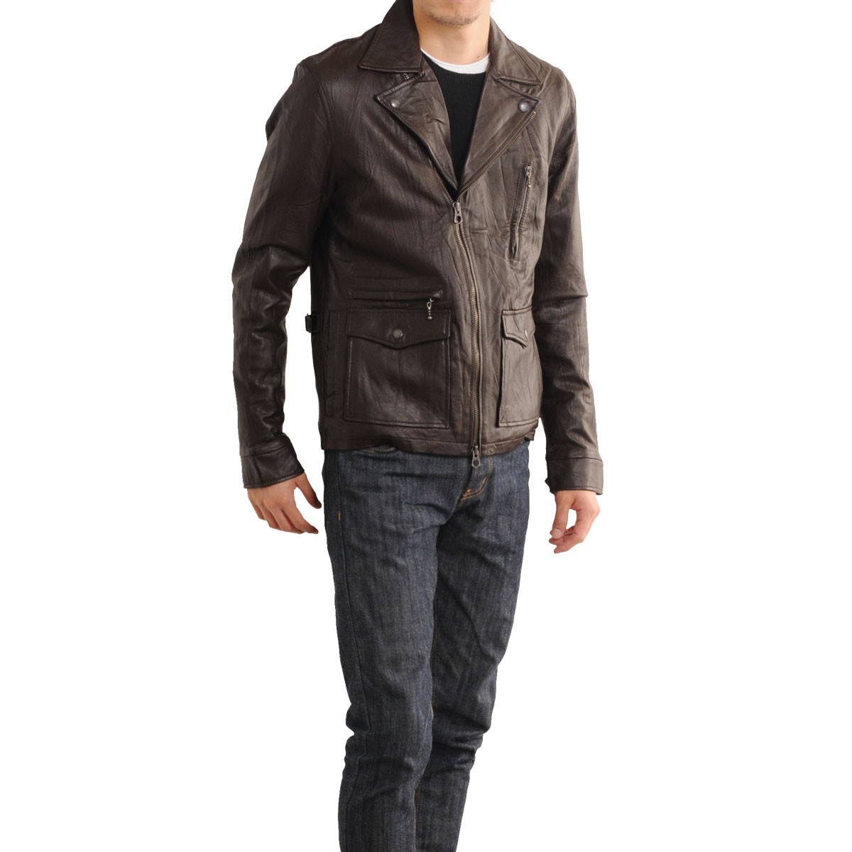 sankyo shokai（三京商会） [5%offクーポン]ラムレザー ライダース