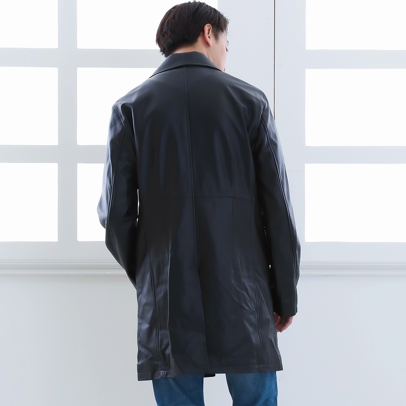 レザーコート メンズ ラム革 シープスキン 本革 ロングコート