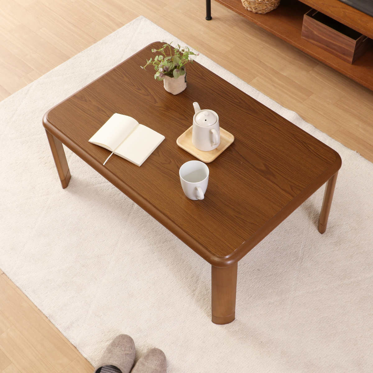 不二貿易（Fuji Boeki） ローテーブル 幅90×奥行60×高さ33・38cm 軽量