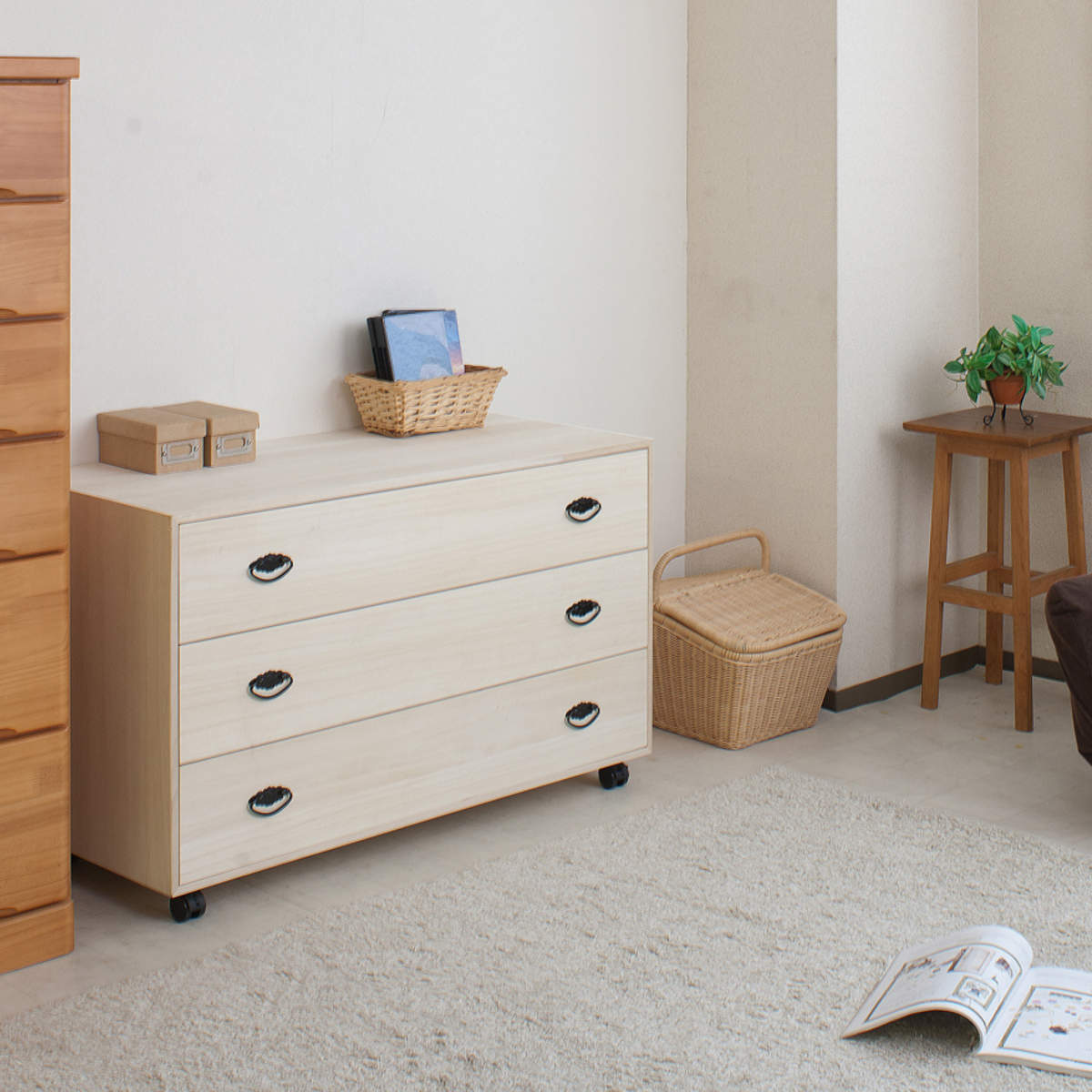 桐タンス 3段 総桐 日本製 キャスター付 約幅100cm （ 桐チェスト 桐