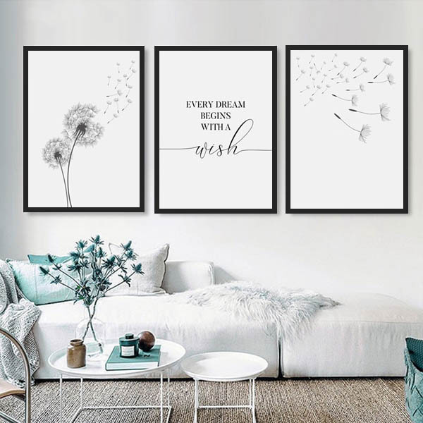 3枚セット 33×43cm アートパネル 枠付き フレーム絵画 タンポポ