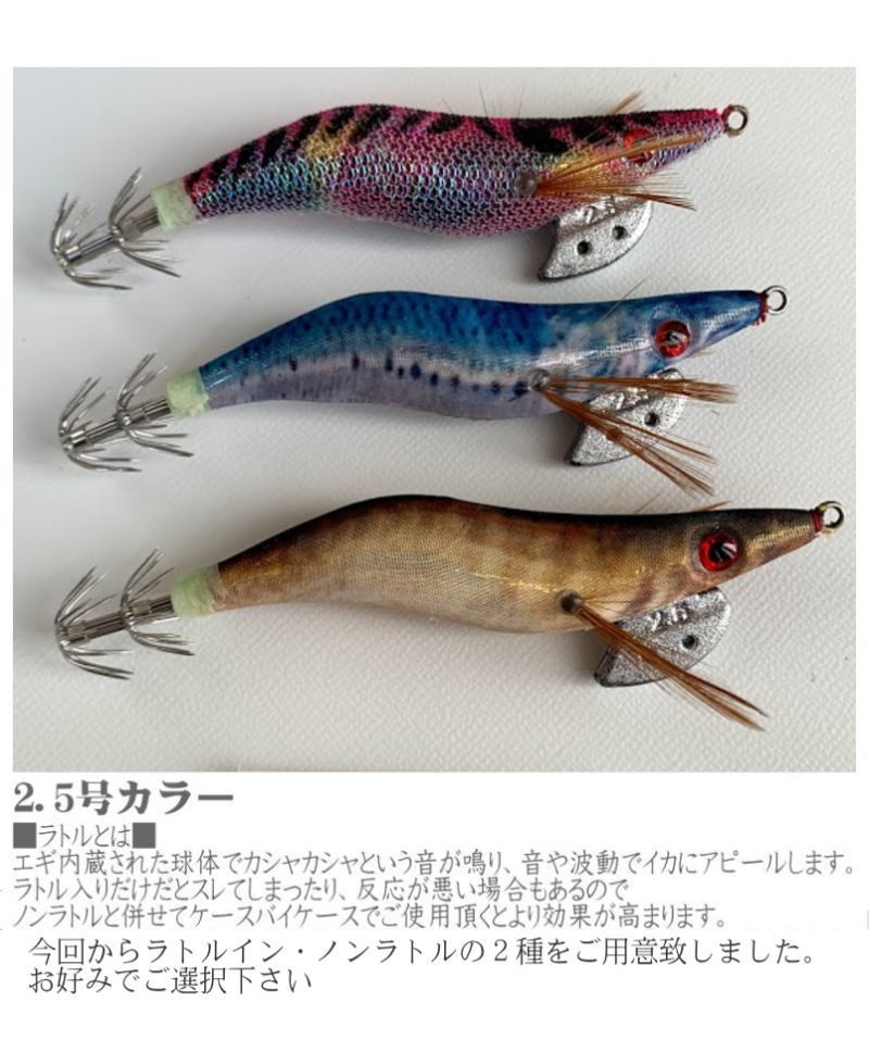 エギセット 10本入 オールケイムラコーティング ラトル入 無 エギング