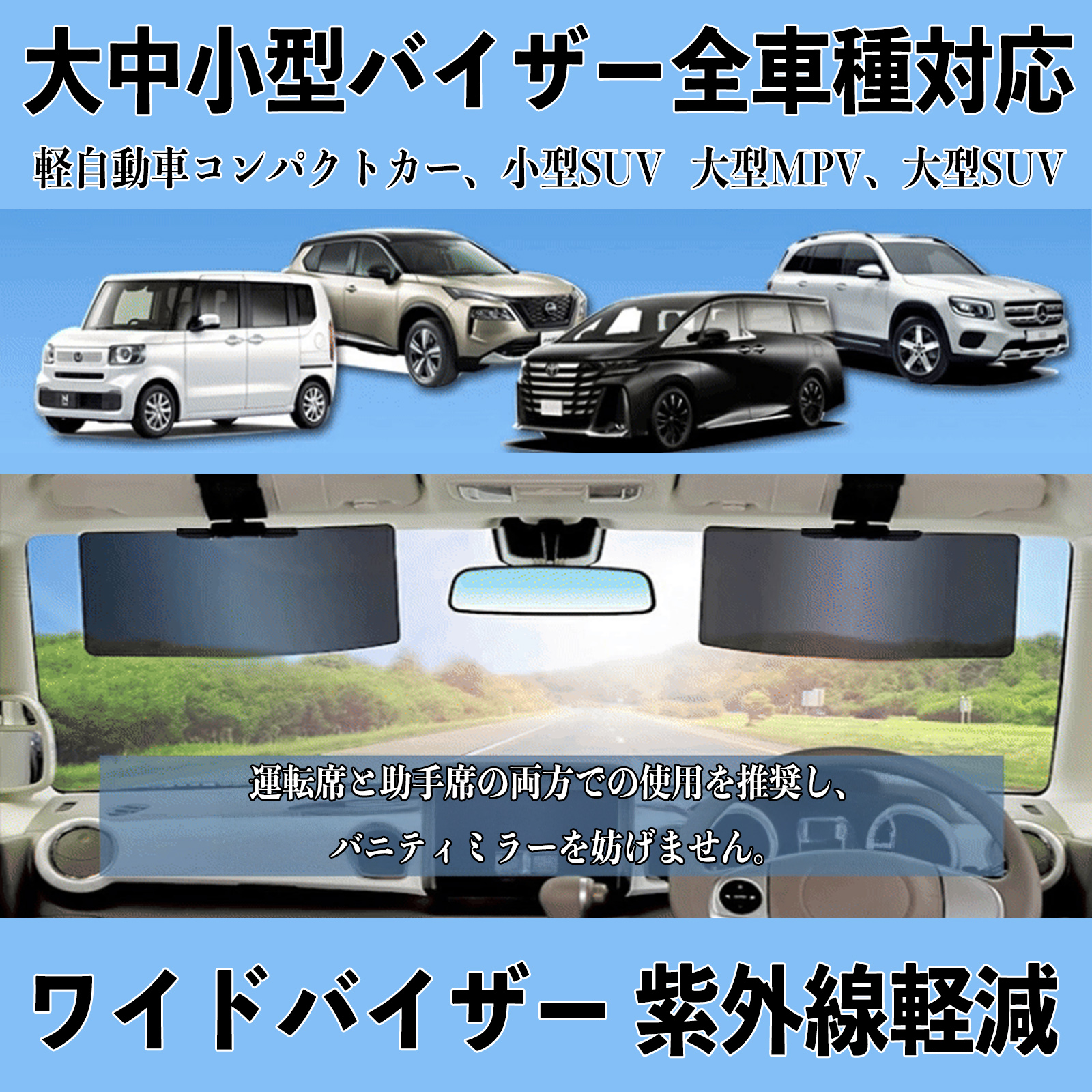 日産 キューブ CUBE Z12系 車 サンバイザー UVワイドバイザー