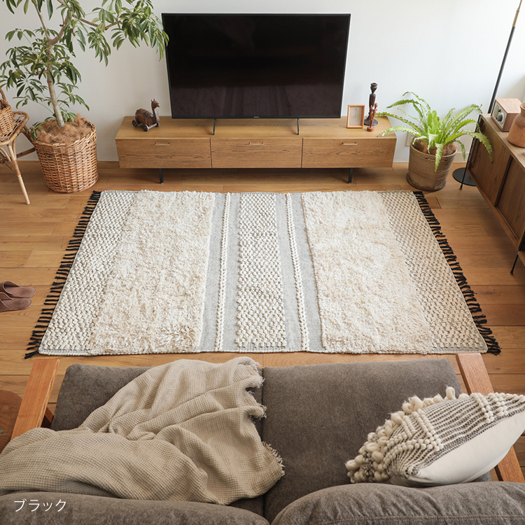 ラグマット POP CORN STRIPE RUG 140×200 綿 コットン 長方形 ホット