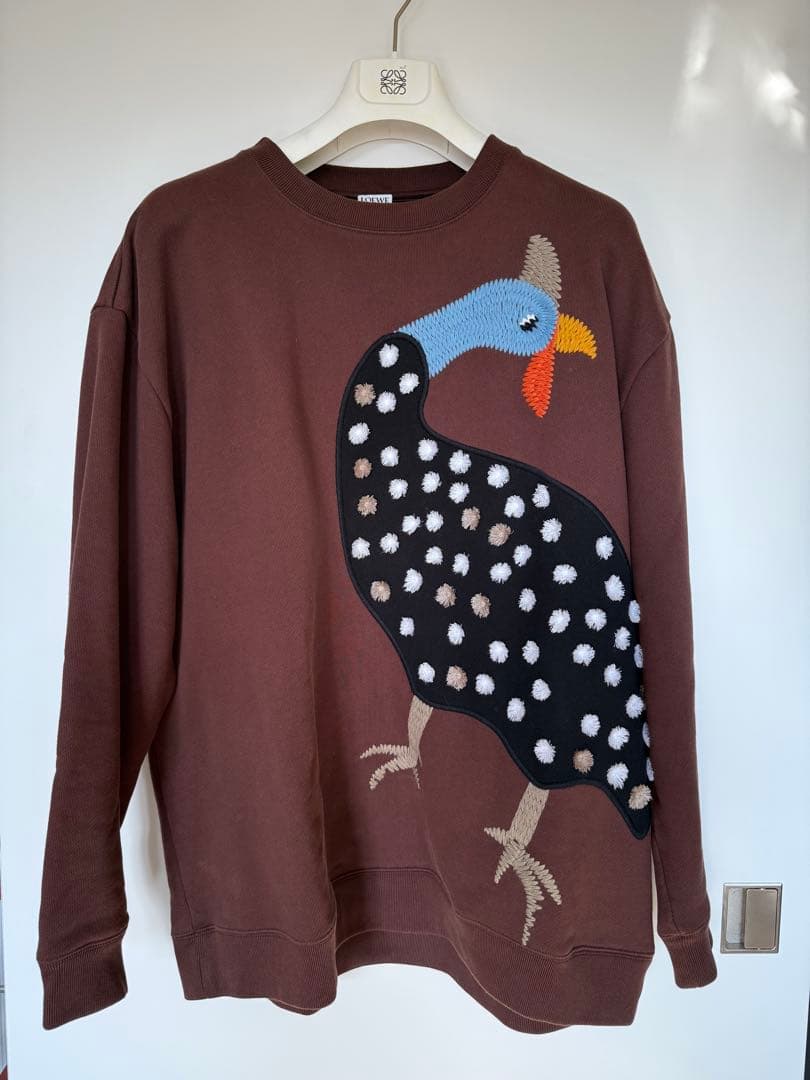 LOEWE 鳥刺繍 クルーネック トレーナー 50%OFF】L/古着 長袖 スウェット メンズ 鳥 刺繍 クルーネック