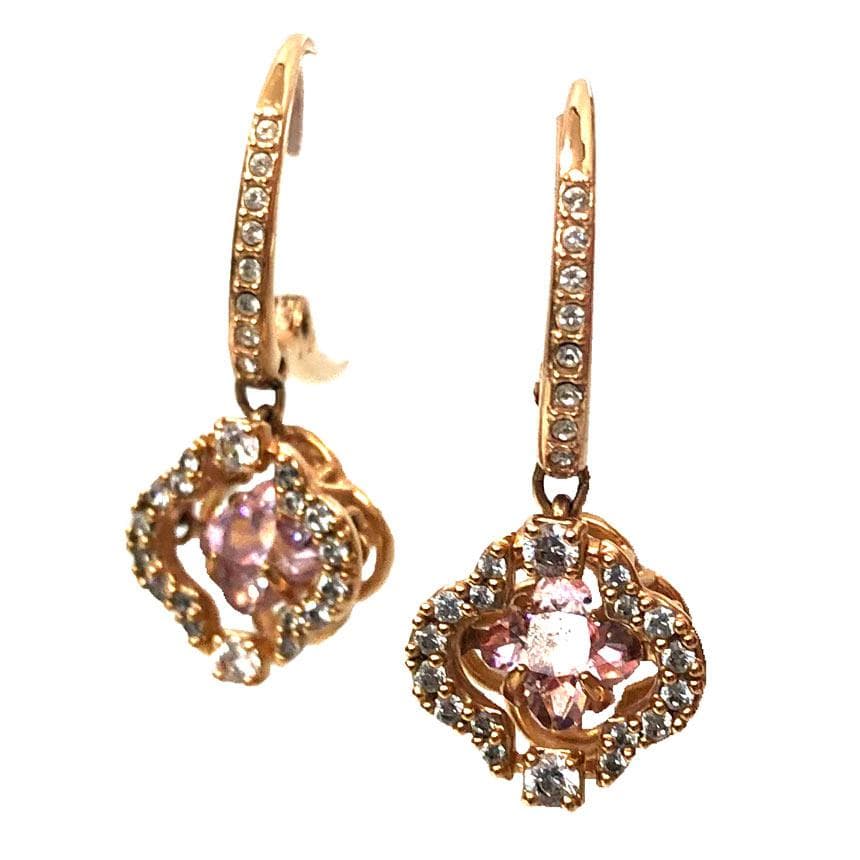 SWAROVSKI Una ドロップピアス ローズゴールド aq12386 Una drop earrings, Clover, Pink, Rose gold-tone plated | Swarovski