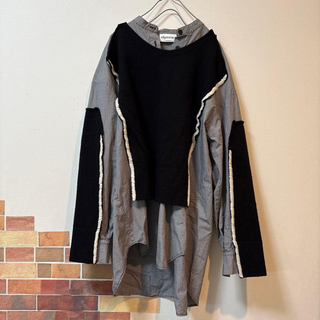 ナゴンスタンス 23AW knit combination shirt knit combination shirt｜M｜Black｜shirts and blouses｜någonstans
