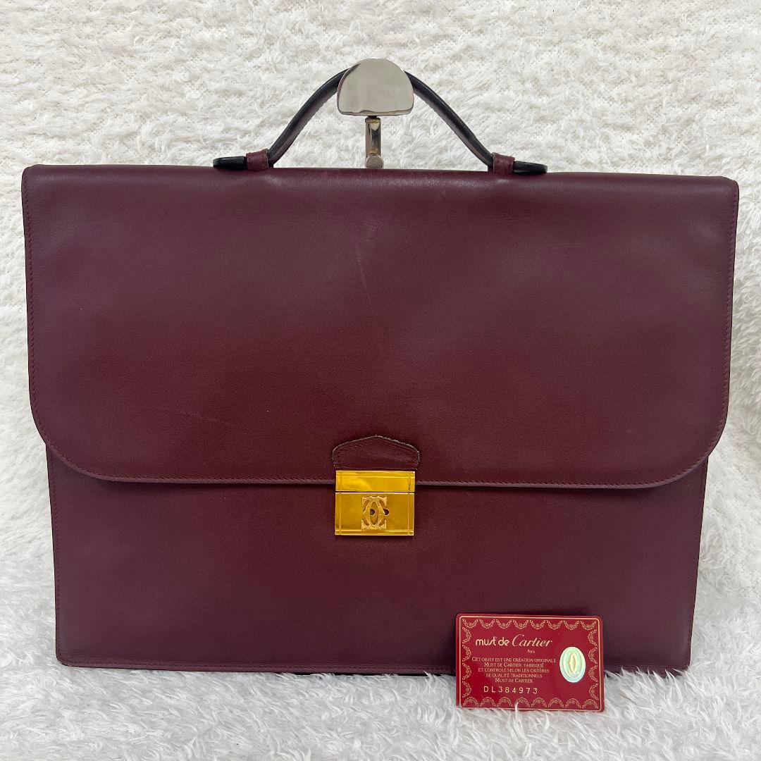 Cartier カルティエ バーガンディ レザー ビジネスバッグ Cartier(カルティエ) ビジネスバッグ・アタッシュケース(メンズ