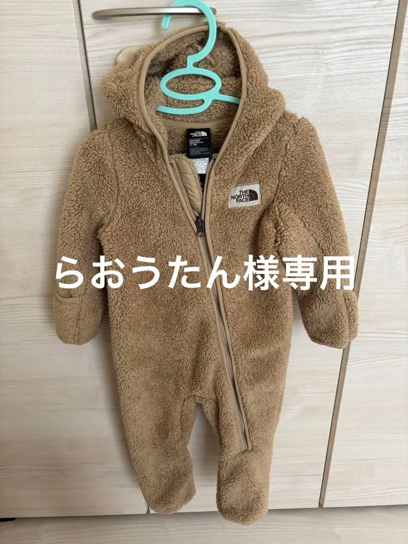 【美品！】THE NORTH FACEくま耳カバーオール12-18M THE NORTH FACE モコモコファー クマ耳フード カバーオール (THE NORTH