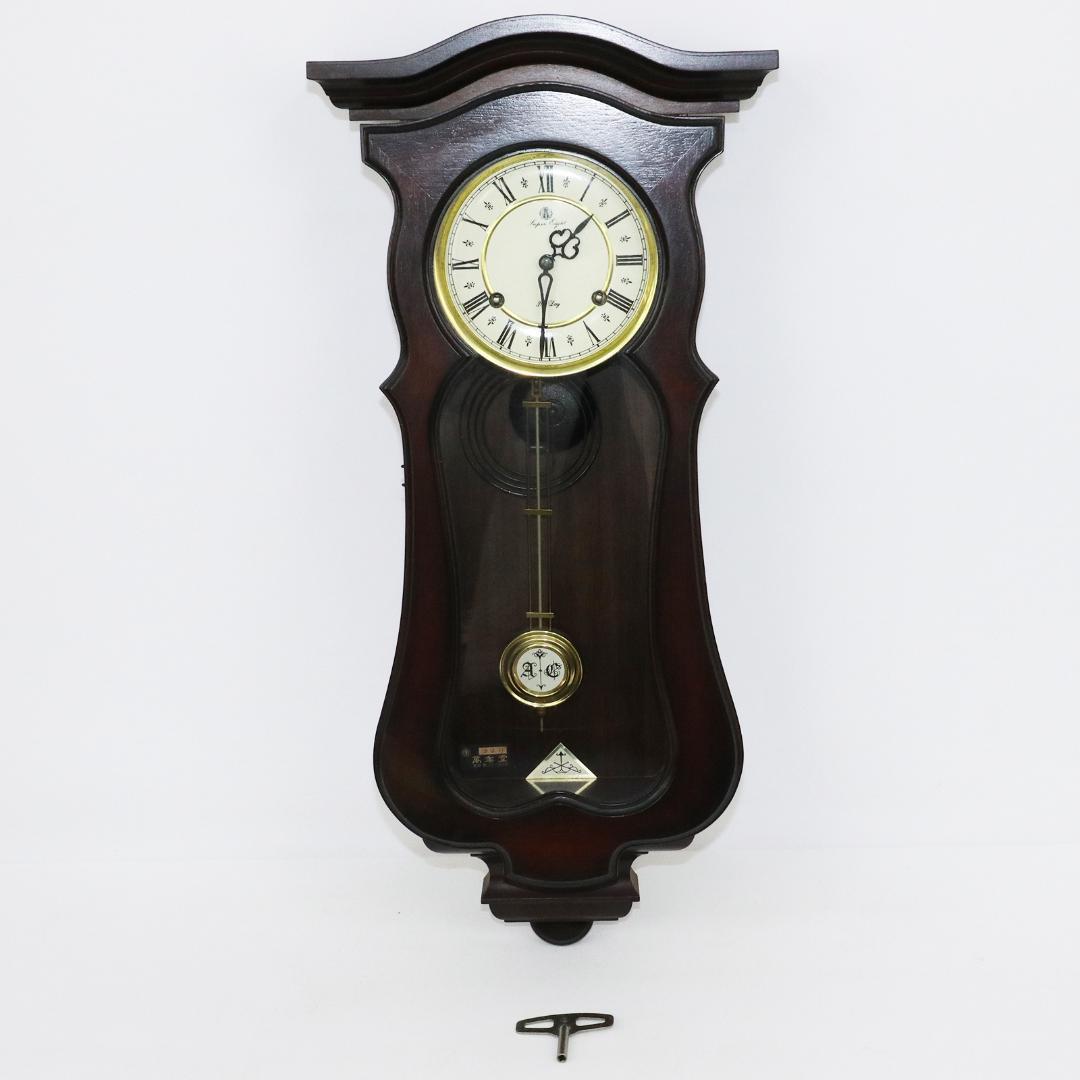 愛知時計 Super Eight 30DAY 振り子時計 5390 ゼンマイ式 愛知時計 Super Eight 30DAY 曜日表示付 昭和30年代後半頃【W351