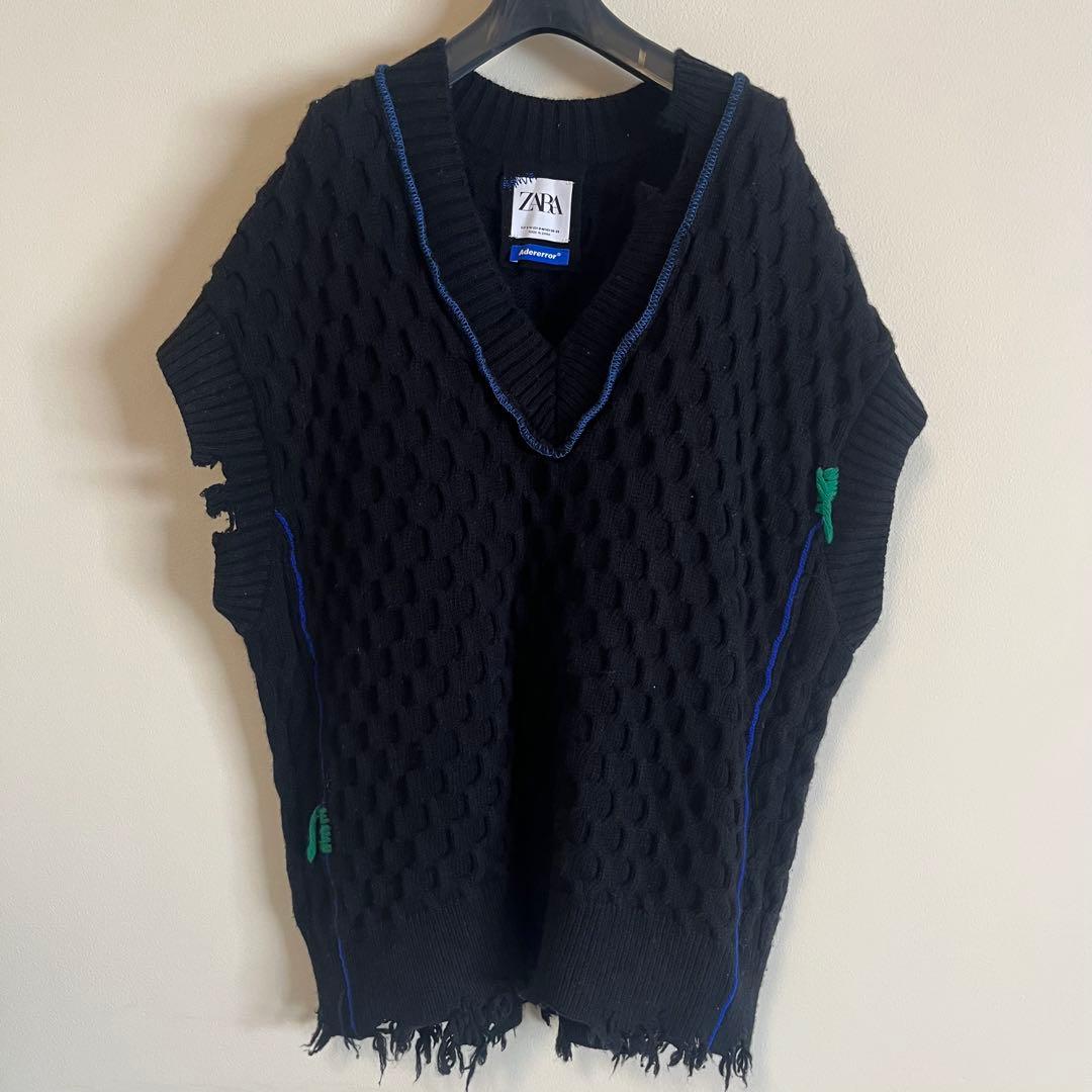 ZARA Adererror ケーブルニットベスト S-M ブラック ZARA × ADER ERRORコラボのウールベストをリストックで購入