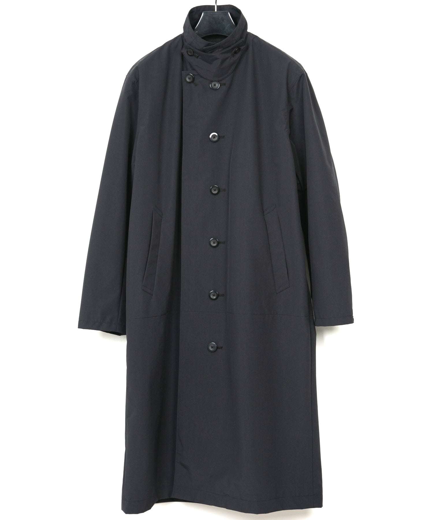 スリーレイヤー 防水 タスランタフタ バイカーロングコート - BLACK