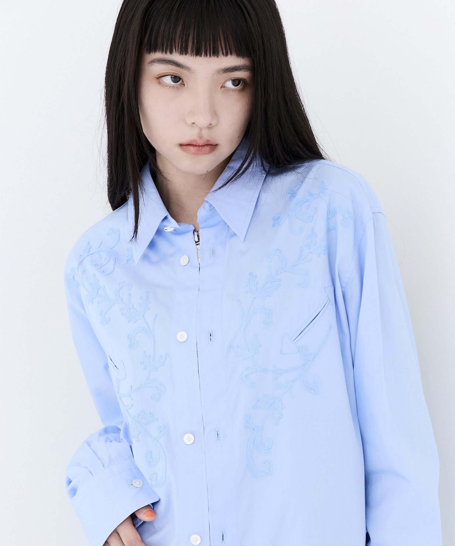 RODEO ZIPUP DRESS SHIRT(44 SAX BLUE): MASU: WOMENS｜ STUDIOUS